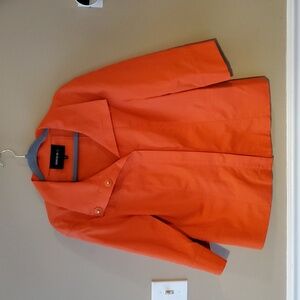 Lafayette 148 Cotton Blend 3/4 Sleeve Jacket In Orange Size M